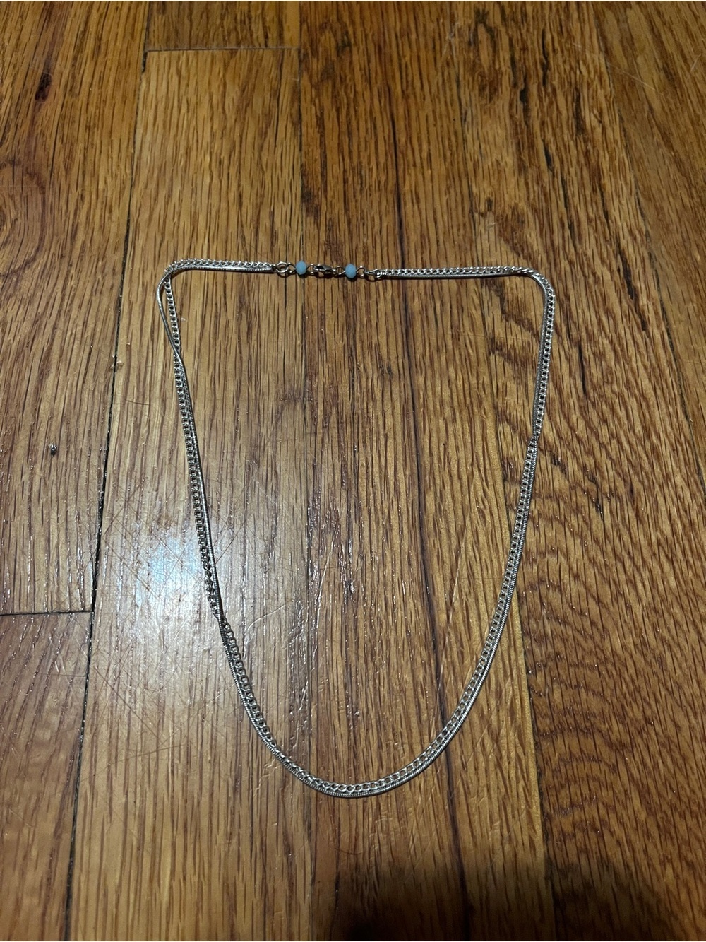 Silver Chain Necklace with Turquoise Accent